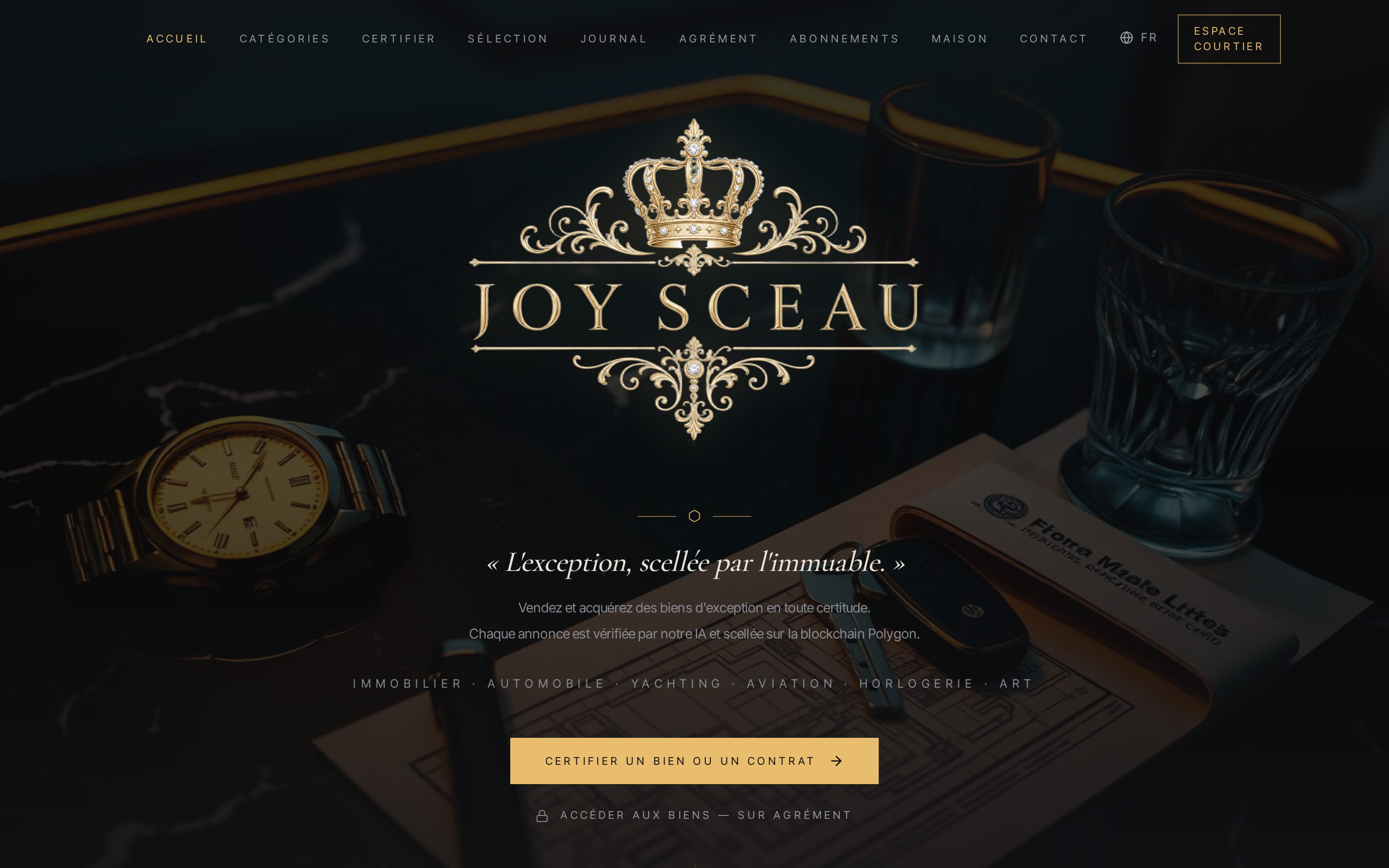 Page d'accueil de Joy Sceau en production